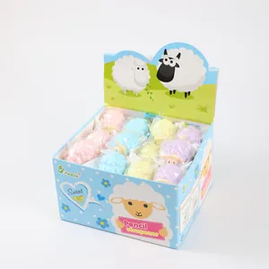 Detail of 36-piece sheep shaped pencil sharpener set in a colorful display box