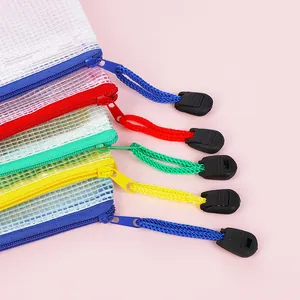 A4 mesh zipper file bags in multiple colors with reinforced nylon and anti-slip cords
