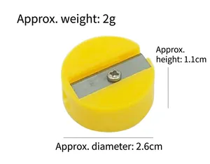 Mini sacapuntas manual redondo amarillo con 2,6 cm de diámetro y 1,1 cm de altura total
