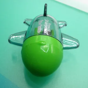 Cartoon airplane shaped manual pencil sharpener in bright green for students