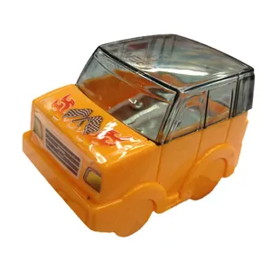 Temperamatite auto arancione per studenti con design jeep apribile e decalcomanie a fiamma