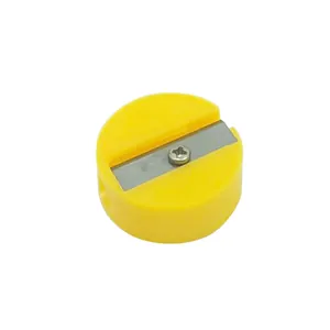 Mini sacapuntas manual redondo en plástico amarillo brillante para escuela y oficina