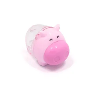 Temperamatite a forma di maialino rosa con doppio foro e contenitore trasparente