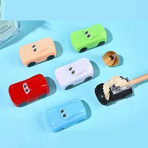 Sacapuntas Creativo con Forma de Coche de Dibujos Animados Manual un Agujero Papelería Escolar Colores Caramelo