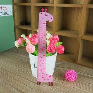 Pink giraffe shaped 15cm plastic ruler with wave edge for school students measurement