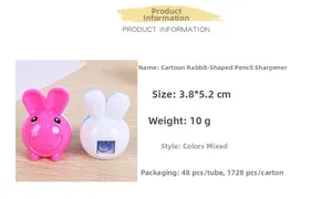 Spécifications détaillées de taille pour un taille-crayon lapin mignon mesurant 3,8x5,2 cm
