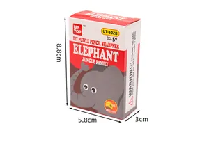 Detailed packaging dimensions for cartoon elephant DIY building block pencil sharpener