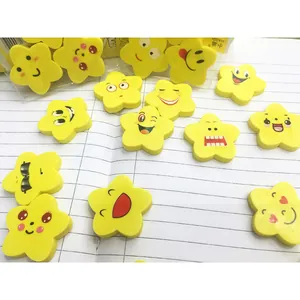 Gomma per Cancellare a Forma di Stella Gialla Cartoon Emoji per Bambini Studenti Cancelleria Scolastica Simpatica Gomma Faccina Regalo