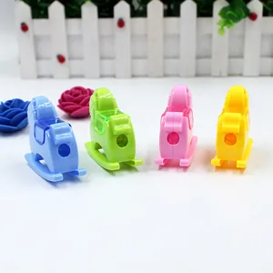 Cute rocking horse pencil sharpener set in blue, green, pink, and yellow candy colors