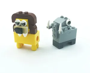 Detailed macro view of lion and elephant brick-built pencil sharpeners for students