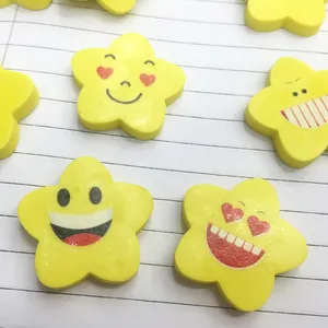 Set di simpatiche gomme gialle a forma di stella con vari motivi di faccine emoji