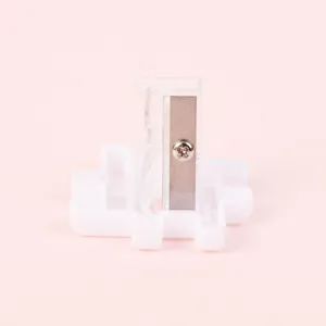 Creative cube pencil sharpener with transparent shell and sharp single hole blade