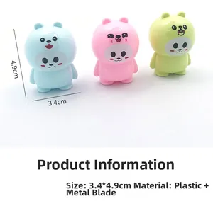 Detail view of mini cartoon bear utility knives with 3.4cm by 4.9cm size dimensions