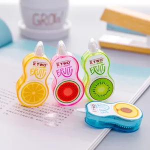 Set of 4 cute fruit-themed correction tapes with 5m x 5mm PET core for student stationery