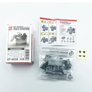 DIY elephant building block pencil sharpener set with assembly manual and packaging