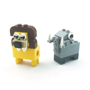Creative DIY animal block sharpener featuring lion and elephant building brick figures