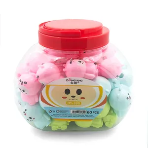 Cartoon bear pencil sharpeners in bulk container with various candy colors for students