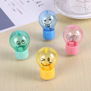 Creative Light Bulb Shaped Manual Pencil Sharpener With Emoji Faces Multicolor Plastic Sharpener For Kids School Stationery Gift