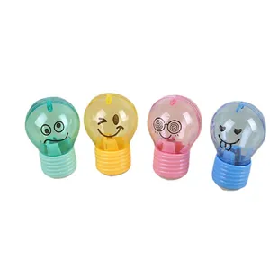 Cute bulb-shaped pencil sharpeners in four colors with fun emoji facial expressions