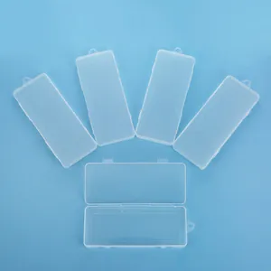 Boîtes à papeterie en plastique translucide avec couvercles à charnière et trous d'accroche