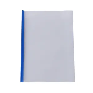 Transparent A4 plastic report cover with blue sliding bar for document organization