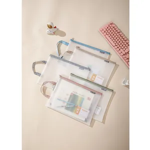 Five colored EVA mesh A4 file bags with zipper closure and portable carrying handles