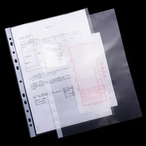 Pochettes perforées A4 transparentes à 11 trous pour documents sur fond noir