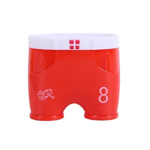 Red sports shorts shaped manual pencil sharpener with double holes for students