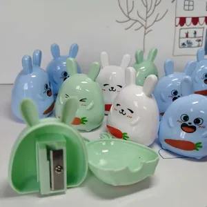 Cute bunny pencil sharpener in pastel colors with detachable components for easy cleaning