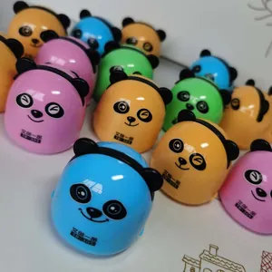 Detailed close-up of cute panda-shaped sharpeners in various vibrant colors