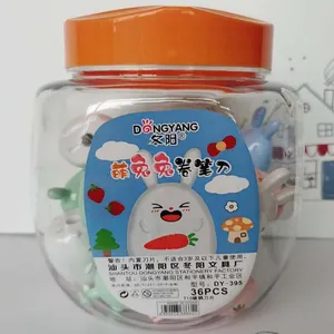 Jar of 36 cute rabbit pencil sharpeners with carbon steel blades in model DY-395