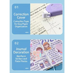 Detailansicht von lila Kleberoller zum Organisieren von Mathearbeiten und Journaling