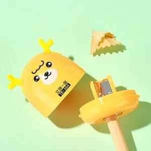 Temperamatite carino a forma di cervo cartone animato con base manuale a foro singolo