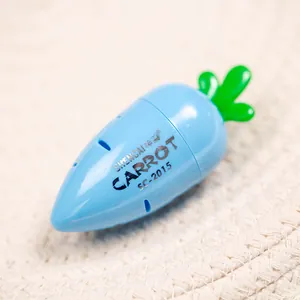 Cute carrot-shaped manual pencil sharpener in light blue finish for students