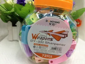 Jar of 72 colorful mini single-hole pencil sharpeners for students and school use