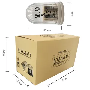 Taille-crayon transparent minimaliste avec boîte d'emballage en vrac et dimensions du produit