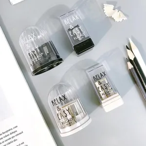 Taille-crayons manuels transparents minimalistes en styles dôme et rectangulaire