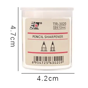 Transparenter runder Anspitzer mit weißem Deckel für Stifte von 8-12mm Durchmesser