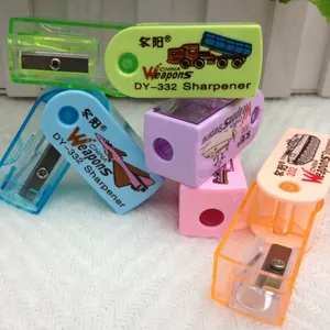 Manual Pencil Sharpener Single Hole Military Cartoon Pattern Mini Portable PS Plastic SK4 Carbon Steel Blade School Students Stationery Prize Gift