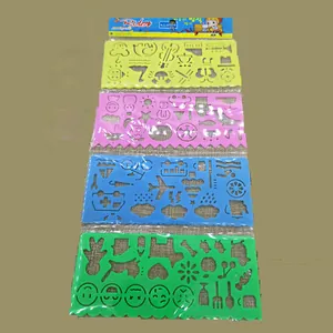 Multicolor Plastic Holle Tekening Sjabloon Liniaal Voor Kinderen Student Geometrisch Patroon DIY Educatief Kunst Tekengereedschap