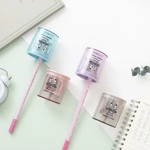 Detailed view of Morandi-colored dual-hole pencil sharpeners for 8mm and 12mm pencils