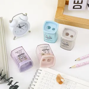 Dual-hole pencil sharpener for 8mm to 12mm pencils with macaron color plastic shell