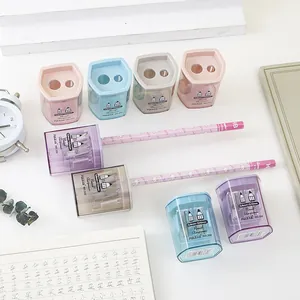 Dual-hole Morandi pastel pencil sharpener for standard and thick pencils