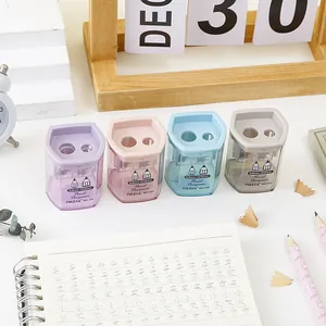 Dual-hole pencil sharpener set in Morandi colors with 8mm-12mm diameter specifications