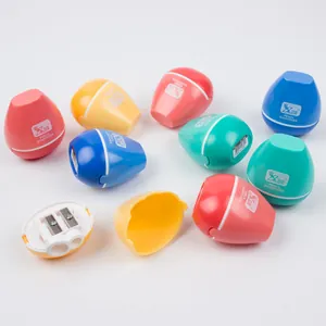 Dual-hole egg-shaped pencil sharpener in bright candy colors for office and students