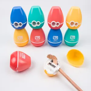 Internal structure of dual-hole egg-shaped pencil sharpener with metal blades and case