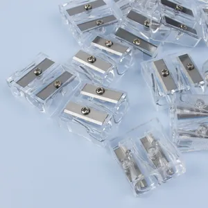 Manual Dual Hole Transparent Plastic Pencil Sharpener Portable For Standard Large Pencils Office School Stationery