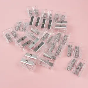 Bulk pack of transparent dual-hole pencil sharpener blades with durable metal screws