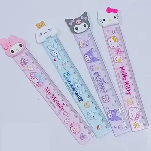Set of four 15cm Sanrio character rulers featuring Kuromi and Cinnamoroll designs