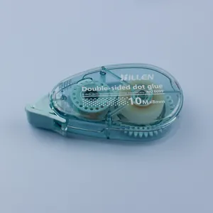 Detail view of 10m x 8mm double-sided glue tape roller with blue translucent casing